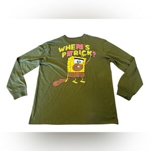 SpongeBob and Patrick caveman long sleeve shirt Nickelodeon size L green